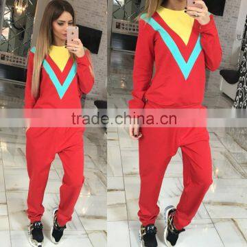 2016 women's new V collar long sleeved sports and leisure suit female autumn speed sell through selling