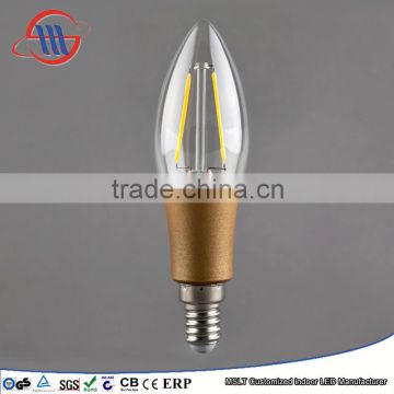 Haining Vintage led filament bulb C35 with plastic gold plated 2W E14 110V