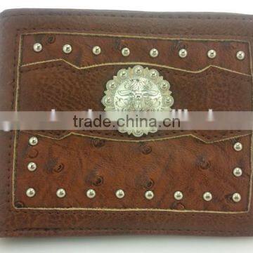 New fashion pu leather rodeo concho studded western men wallets