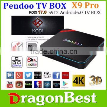 Octa core android ott amlogic firmware android box Pendoo X9 Pro S912 2g 16g smart android 6.0 KODI 17.0 tv box