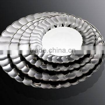 6"Disposable Flower Edge Plate With Silver Coated