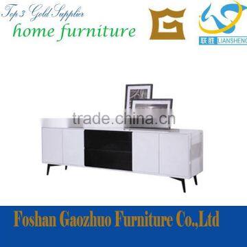 2016 hot sale white &black lacquered with strong steel legs low cabinet in living room furntiure