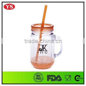 20oz Customized Double Wall Plastic Mason Jars With Handle Wholesale