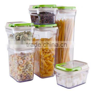 SINOGLASS 6 Pcs Cubi Shape Plastic Rainbow Lock Storage Jars set with Plastic Lid