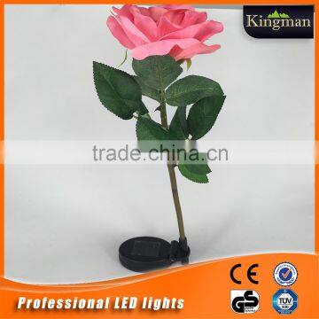 factory direct selling outdoor pink rose flower solar lights for garden