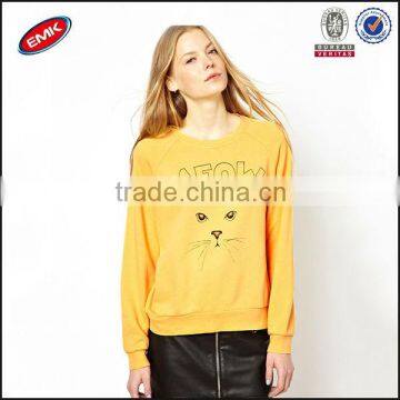 OEM bulk wholesale cat print crewneck women hoodies