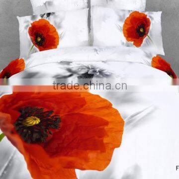 hot selling 3D new flower bedding set,4pcs 100%cotton reactive twill wholesale