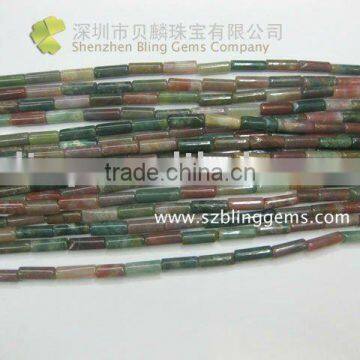 New arrival semi precious stone loose beads bloodstone tube beads 16"