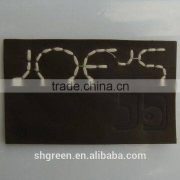 Durable cow hide leather patch/strip with thread logo