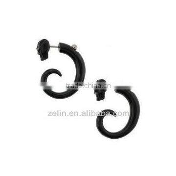 fashion black acrylic fake ear spiral body piercing jewelry fake ear spiral