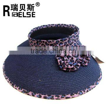 women sun visor hat foldable roll up wide brim straw paper hat promotional