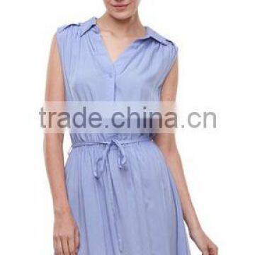 Women's Casual Sleeveless Midi Summer Shirt Dress