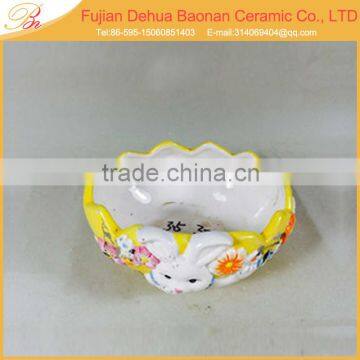 ceramic flat flower pot for decoration on sale