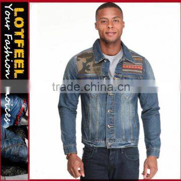 Good quality distressed patch design man denim jeans jakcet distressed patch design man denim jeans jakcet (LOTJ233)