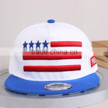 2016 New Fashion 6 Panels 3D Embroidery America Flat Design Snapback Hats Snapback Caps With Good Quality