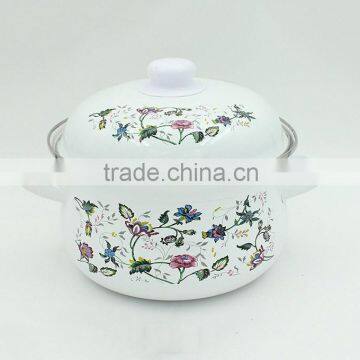 China Supplier Blue Flowers Decal Printing Cookware Set Enamel Casserole