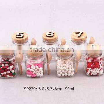2016 new cheap glass jar with wooden lid