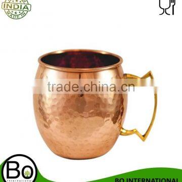 Copper Moscow Mule Barrel Hammered Mug with Brass Handle 8 Oz Nickel Plated