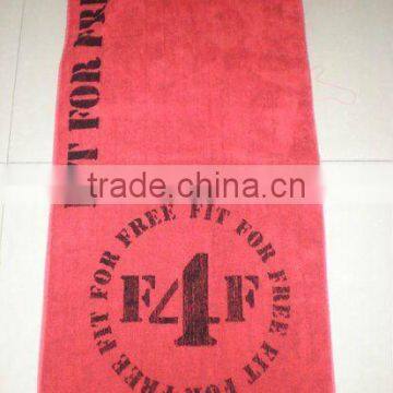 red printed promotional beach towel