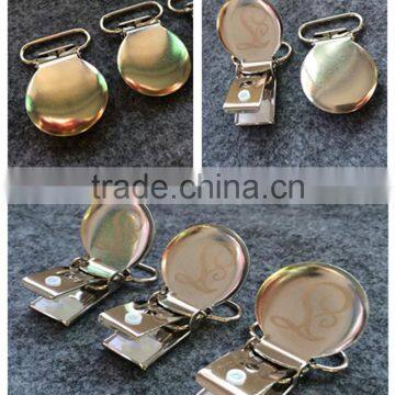 OEM logo 1.0 inch metal suspender clips for garment