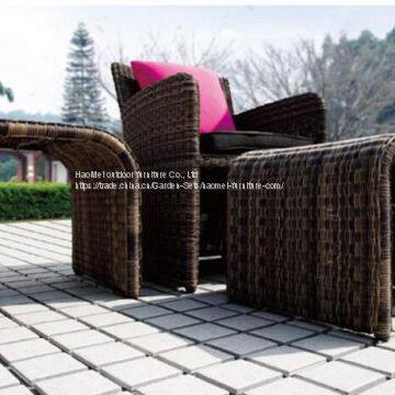 Garden furniture Single Sofa Ottoman Side table Rattan Wicker Aluminum Frame Tempered Glass