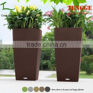 All Weather Garden Rattan Flower Basket Handmade Wicker Flower Pot