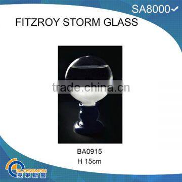 BA0915 FITZROY STORM GLASS WITH BLACK WOOD BASE