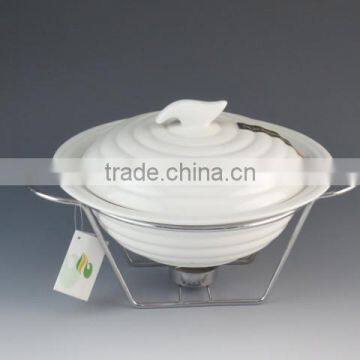 White Porcelain Casserole With Iron Rack photo-3