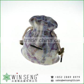 Painting Money Pattern With Bag Model Shape Ceramic Coin Bank for Decoration photo-3