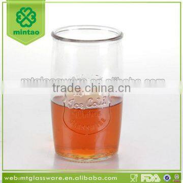 Machine made embossed clear glass mason cups