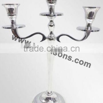 Silver Finish Aluminum 3 Arm Candelabra photo-3
