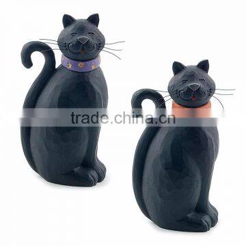 Custom Hand-painted Resin Halloween Black Cat Statue photo-2