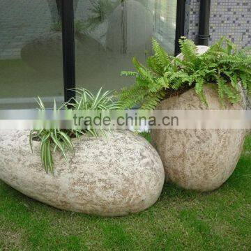 Large stone egg flowerpot