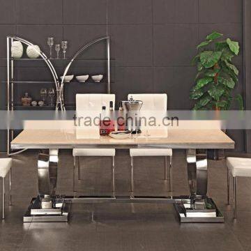 A8026 Cream Colored Retractable Luxury Dining Room Table and Chairs photo-2