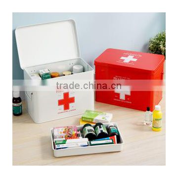 Home Retro Style Cross Tin Box Vintage Red Metal First Aid Kit Emergency Cabinet