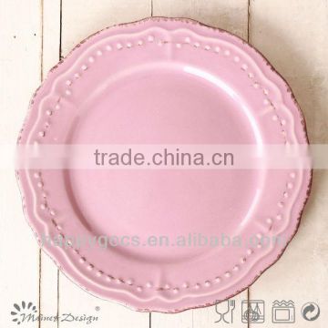 embossed solid color ceramic salad plate