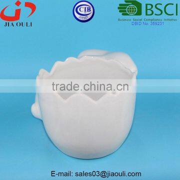 BSCI Audit Factory Dehua Porcelain Animal Flower Planters, White Ceramic Rabbit Plant Pots photo-2
