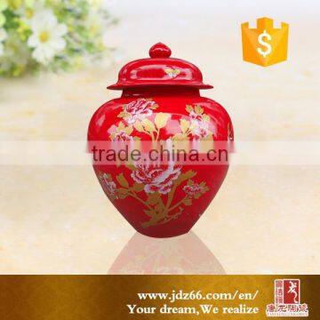 Flower Design Red Glazed Porcelain Ginger Jar for Wedding Decoration photo-5