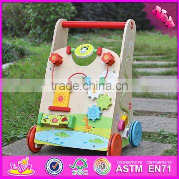 2016 new design push along activity center toy wooden toddler walker W16E061