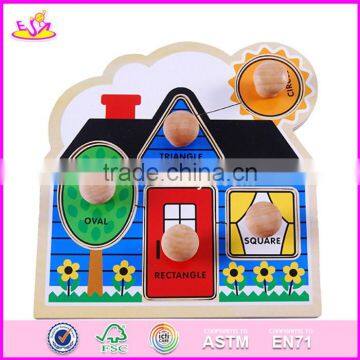 2017 New Design Preschool Kids Matching Geometry Wooden Jumbo Knob Puzzle W14M099