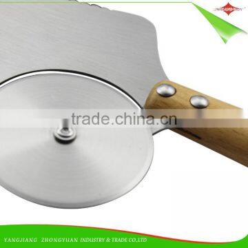 ZY-F1127A 2in1 Pizza Cutter and Pizza Wheel With Beech Wood Handle Multi Functional Pizza Server photo-6