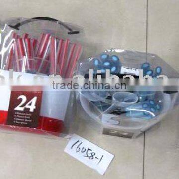 Stainless steel tableware set w/colorful plastic handle