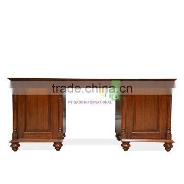 Writing Desk Classic Style Solid Teak Wood Medium Brown Color With 2 Storage photo-2