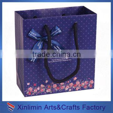 Custom Recyclable paper shopping bag with ribbon bow