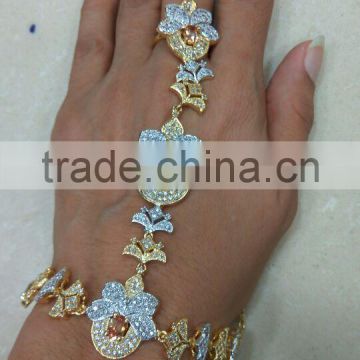 Slave Bracelet with FINGER Ring CZ haathphool panja