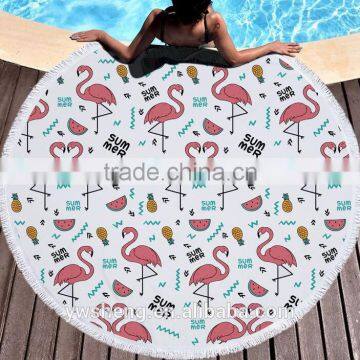 Factory Direct Sell Flamingo Round Beach Towel Superfine Fiber and Tassel 150CM photo-5