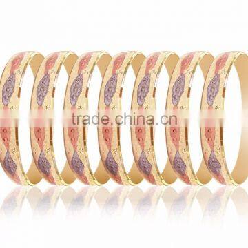 Designer 20 MM Three Tone Plated Diamond Cut Bangles.