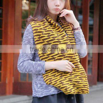 Custom design tiger printed ladies knitted loop scarf