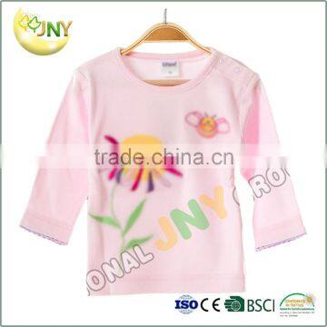 100% cotton round collar pink printed kids t shirt