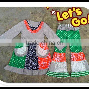2016 Giggle Moon Remake Outfits Wholesale Children's Boutique Clothi Cotton Dress and Pant Ruffle Outfits photo-2